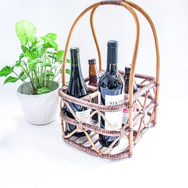Mid-century Bamboo Basket Carrier 