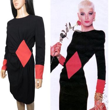 Vintage Valentino Designer 1986 Red Diamond Dress Size S 
