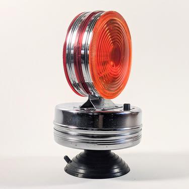 60s ROADSIDE CAR LAMP Warning Flasher Red Amber Lenses Chrome Body Suction Base Safety Use Car Show Accent Swap Rare 3D batteries ExC Works 