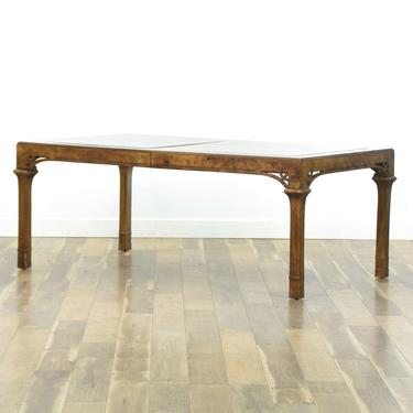 American Of Martinsville Pecan Dining Table W Glass