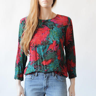 80s/90s bright feather top 
