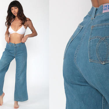 Denim Bell Bottoms Jeans Faded Glory High Waisted Jeans 70s Flared Denim Pants High Waist 1970s Vintage Hipster Blue Sailor Small 26 