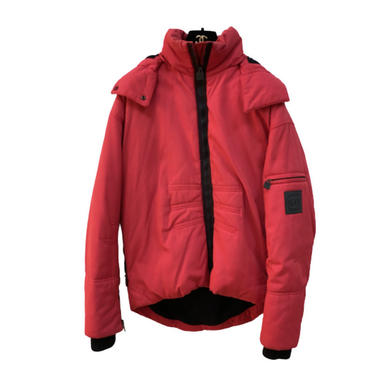 Vintage 90’s CHANEL Monogram CC Logo Red Quilted Puffer Ski Snow Bomber Jacket Coat eu 40 / us M - L 