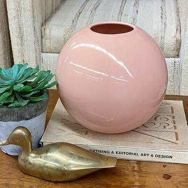 Vintage Vase Retro 1980s Royal Haeger + Contemporary + Large + Pink + Sphere + Orb Shaped + Plant or Flower Display + Home and Table Decor 