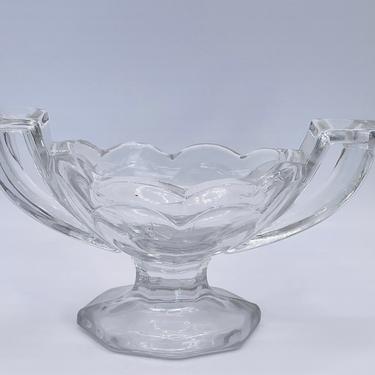 Vintage 1920' s Chippendale Open Salt Cellar Dip Clear Glass Footed Handled Trophy Look 
