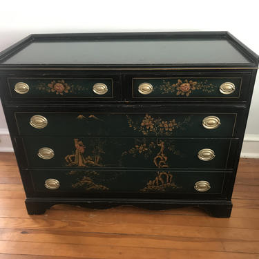 Vintage Chinese Style Green Lacquer Painted Dresser 