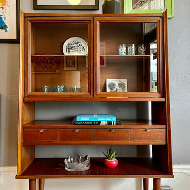 1960s Walnut Bookcase\/Display Cabinet