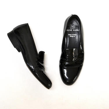 Black Patent Leather Shoes Flats Tuxedo Smoking Shoes Size 7 Mens 9 Womens By Bruno Magli Mens Dress Shoes Made In Italy 