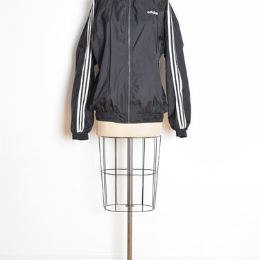 vintage 90s ADIDAS jacket black and white striped windbreaker warm up coat track jacket 