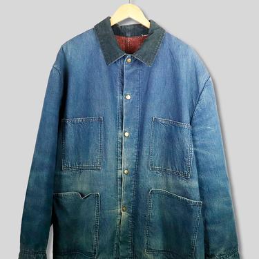 Vintage Blanket Lined Corduroy Collar Button up Denim Jacket