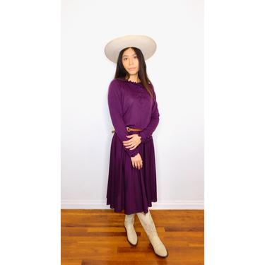 DVF Plum Dress // vintage 70s 1970s Diane Von Furstenberg high waist boho hippy hippie party purple // S/M 