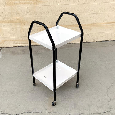 Vintage Industrial Task Cart Refinished in Black and White, Free U.S. Shipping