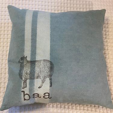 Soft Blue Sweet Lamb Striped Pillow Cover 