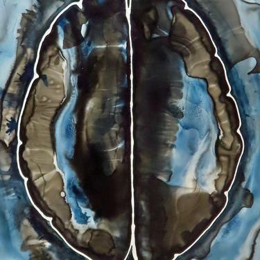 Tapestry of Memory  -  original ink painting on yupo - neuroscience art 