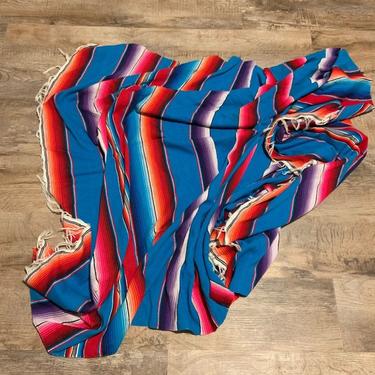 Vintage Colorful Serape Blanket Southwestern Blankets 