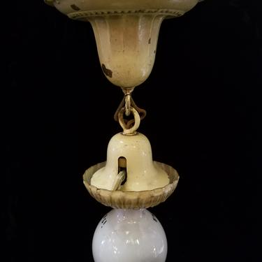 Vintage Brass Single Bulb Semi Flush Light