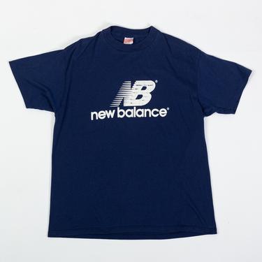 80s New Balance T Shirt - Men's Medium, Women's Large | Vintage Unisex Navy Blue Logo Athletic Tee 