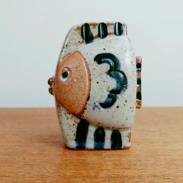 Vintage UCTCI Fish Bud Vase | Vase Flower Pencil Holder | Stoneware Art Pottery | Japan 