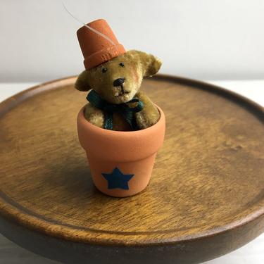 Maria Wheeler garden pot miniature bear - vintage 1990s handmade bear 