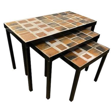 Capron Tile Nesting Coffee Tables from Vallauris, 1950