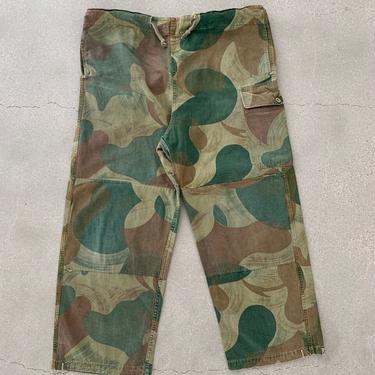 Vintage 36-42 Waist x 27 Inseam British Brushstroke Camo Military Pant Trousers | 50s Two Tone Hunting Utility Pants | 