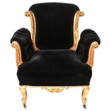 French Art Deco Style Giltwood Leaf and Scroll Armchair