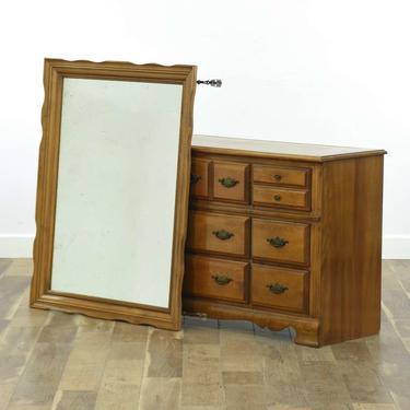 American Traditional Long 9 Drawer Dresser W Mirror