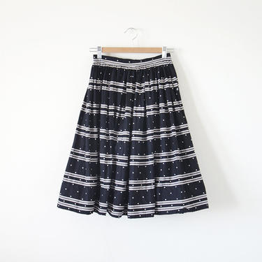 SALE ~ 1950s KORET skirt / polka dots stripes skirt / Small 