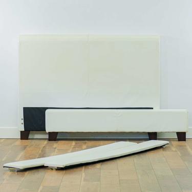 Contemporary White Vinyl Bed Frame
