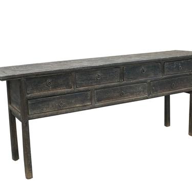 Antique Black Elm Wood Console Table with 7 Drawers from Terra Nova Designs 