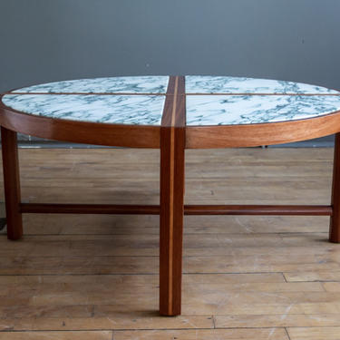 Parzinger for Charak Modern Mahogany and Marble Coffee Table