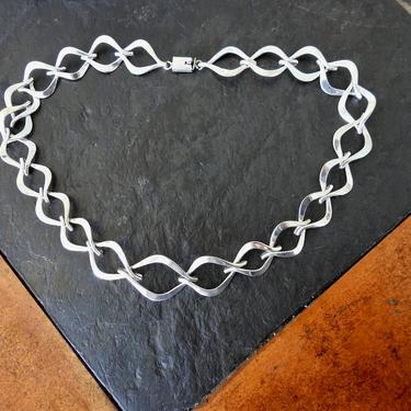 Vintage Taxco Modernist Sterling Link Necklace 
