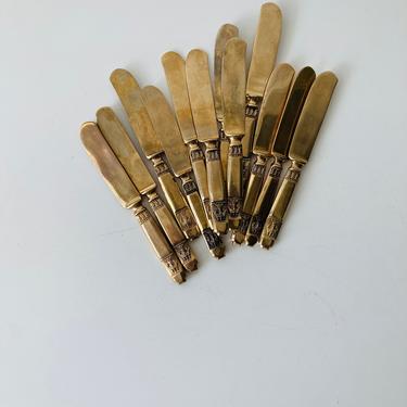 Vintage Brass Small Spreaders/Cheese Knives set of 12 