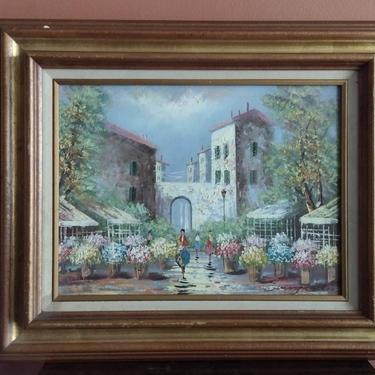 Vintage Signed Impressionist Oil Painting Parisian Villa Scene Home Decor French Painting 23x19 
