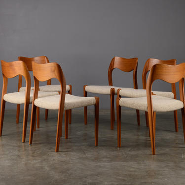 6 Danish Modern Dining Chairs Moller Model 71 Teak 
