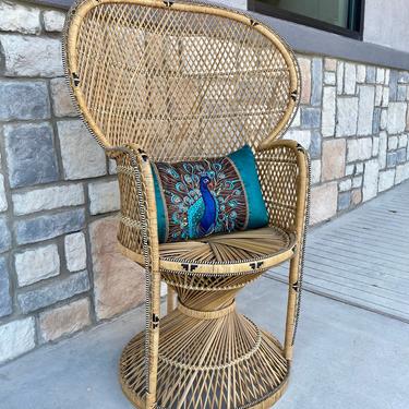 Local Pick Up Please - Vintage Wicker Peacock Accent Chair 