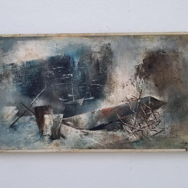 Vintage Expressionist  Abstract  Painting By Lili Rallay 