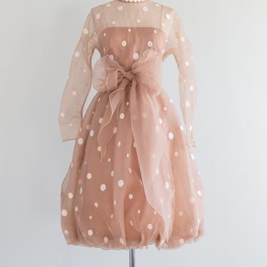 Fabulous 1970's Tiny Bubbles Party Dress From Lillie Rubin / Waist 26