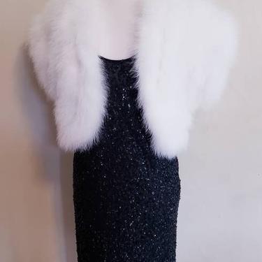 1950s White Ostrich Feather Bolero Jacket Dress Evening Bridal / 50s I Magnin Maribou Feather Shrug Wrap Wedding Glam / M /Lucile 