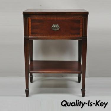 Stiehl Mahogany Banded Inlay Drawer Sheraton Federal Nightstand Bedside Table