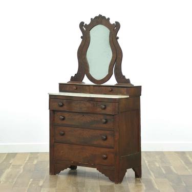 Antique Victorian Dresser W Marble Top & Mirror