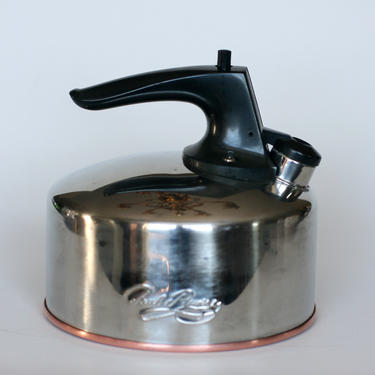 vintage revere ware tea kettle steel with copper bottom 