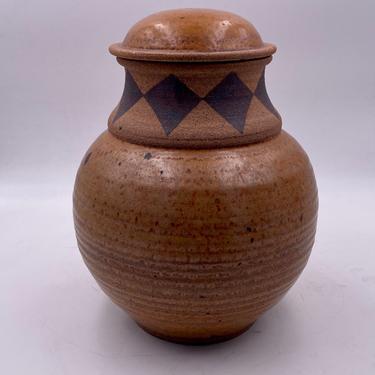 American Mid Century Moidern Hand Thrown Ceramic Jar with Lid by Joshua Mare