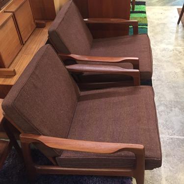 Pair of Danish Teak Ole Wanscher Lounge Chairs