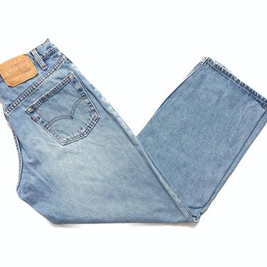 Vintage 1990s LEVI'S 567 Loose Fit / Wide Leg Jeans ~ measure 30.5 x 30.25 ~ Worn-In / Faded / Distressed ~ ~30 31 Waist ~ Made in USA 