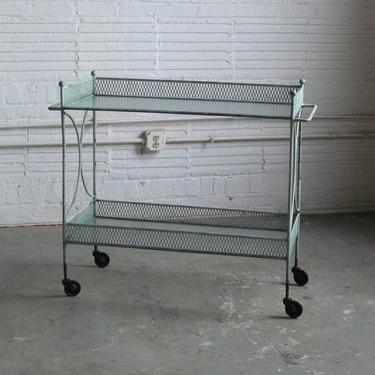 Mid Century Two-Tier Wire Rod Bar Cart Attributed to Russell Woodard Sculptura 