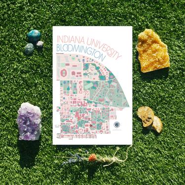 Indiana University Bloomington campus map 11x17 or 24x36 in 