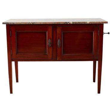 English Mahogany Marble Top Cabinet or Console Table by ErinLaneEstate