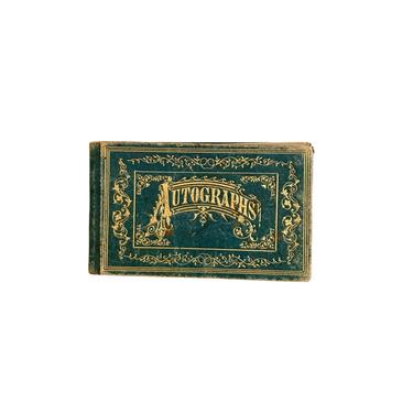 1800's Green Leather Autograph Book 