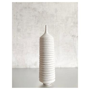 SHIPS NOW- 20&amp;quot; tall Stoneware Bottle Vase Glazed in Textural Crater White Lava Glaze by Sara Paloma .  large white statement floor vase 